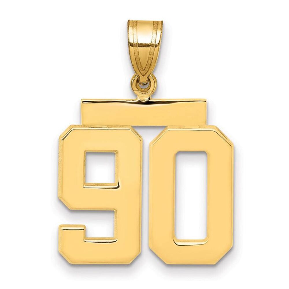 14k Yellow Gold, Athletic Collection Medium Polished Number 90 Pendant